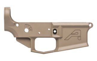 DESCRIPTION The Aero Precision M4E1 Stripped Lower Receiver FDE delivers billet aesthetics in a forged package. This custom designed enhanced forging is machined from 7075-T6 Aluminum and compatible with all mil-spec AR15 parts. Aside from the visual upgrades this custom engineered design provides that challenge much more expensive billet options, we have added several functional features to the lower receiver to simplify the assembly process for the at home builder. M4E1 Lower Receiver Improvements: Threaded Bolt Catch Roll Pin - Allows for simple installation of the bolt catch and virtually eliminates the chance to damage the finish during installation (pin included). 1/16" Hex Key required for assembly. Integrated Trigger Guard - Eliminates the possibility of breaking the trigger guard tabs by integrating the trigger guard into the lower, creating a stronger more rigid platform to build upon. Upper Tension Screw - Allows users to fine tune the fit of the upper and lower receiver using a nylon tipped tensioning set screw inserted in the grip tang of the lower receiver. This provides a tight fit with any standard AR15 upper receiver. Threaded Takedown Pin Detent Recess - Allows user to easily install the Takedown Pin detent and spring with the use of a 4-40 set screw (no more launching detents across the room). Increased Magwell Flare - Increased the flare of the magwell to aid in quick and efficient magazine changes. Marked and milled to accept short-throw safety selectors, but will work with standard selectors as well. Includes: Stripped M4E1 Lower Receiver Nylon tipped tensioning set screw Threaded Bolt Catch Pin Here are some parts to complete your lower Check out our uppers, handguards, and builder sets