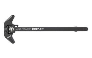 DESCRIPTION The Aero Precision AR10 BREACH Large Charging Handle is a rugged, ambidextrous, precision-manufactured charging handle for the M5/AR308 platform. The BREACH's design utilizes a reinforced 7075 aluminum bar that is up to the most demanding tasks. Its ambidextrous levers feature a patent-pending, dual spring system, that directs the force-of-use into the robust charging handle body. This allows the shooter to use a one-handed charging technique without compromising the part — a pitfall for traditional charging handles. The large lever configuration provides an extended operating surface, perfect for a user with bigger hands, or someone who wants a larger surface for manipulation of the charging handle. Features: Ambidextrous Controls: Ergonomically designed 7075 Aluminum levers allow the user to easily charge their firearm with either hand, while remaining low profile and comfortable when slung. Robust Construction: Reduced chamfer angles on the 7075 Aluminum reinforced bar design provide a strong foundation for the BREACH that is resistant to rotational flex or breakage. Patent-pending Lever Mechanism: Transfers force-of-use away from the roll pins and into the top/head portion of the reinforced bar protecting the charging handle in the most demanding circumstances. Gas Deflection Shelf: Aligns with the upper receiver to redirect gas flow away from the users face when shooting suppressed. Functional Design: It is not all just good looks. Stylistic cuts on the charging handle also help to clear stuck on carbon and debris from the upper receiver, while the spacer design seals and protects the lever mechanism from debris. Add a Bolt Carrier 