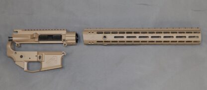 DESCRIPTION Save off the combined price when you buy the Aero Precision M4E1 Enhanced 15" FDE Builder Set! This package deal includes the pieces you need to start building your own M4E1 (AR15) Rifle, including a M4E1 Enhanced Upper Receiver, AR15 Gen 2 Enhanced Handguard, and a M4E1 Stripped Lower Receiver. Aero Precision M4E1 Enhanced FDE Builder Set Includes: M4E1 Stripped Lower Receiver  Magpul™ FDE Cerakote M4E1 Enhanced Upper Receiver Magpul™ FDE Cerakote Enhanced Gen 2 15" Handguard Magpul FDE Cerakote All 3 pieces are finished in mil-spec  Magpul™ FDE Cerakote
