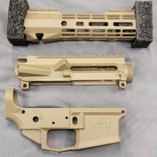  This Aero Precision M4E1 7" S-One Builder Set FDE Blem package deal includes the pieces you need to start building your own M4E1 (AR15) pistol, including a M4E1 Threaded Upper Receiver, AR15 ATLAS R-ONE Handguard and a M4E1 Stripped Lower Receiver. Includes: M4E1 Stripped Lower Receiver Magpul™ FDE Cerakote M4E1 Stripped Threaded Upper Receiver  Magpul™ FDE Cerakote - Blem 7" ATLAS R-ONE Handguard  All 3 pieces are finished in mil-spec Anodized Black or Magpul™ FDE Cerakote