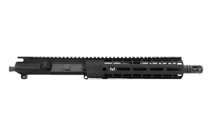 DESCRIPTION This Aero Precision M4E1 Enhanced 10" .300 Blackout Complete Upper Receiver includes our Gen 2 Enhanced Handguard! Key features include the addition of quick disconnect sling sockets, enhanced milling design for grip and visual appeal and a new profile for the picatinny top rail. Includes: M4E1 Enhanced Assembled Upper Receiver Enhanced Handguard  10" .300 Blackout CMV Barrel Low Profile Gas Block and Pistol Length Gas Tube Product comes assembled This assembly does not include BCG or Charging Handle.  The muzzle brake that comes with this complete upper receiver is NOT pinned nor welded to this barrel.  M4E1 Upper Features: Forged from 7075 T6 aluminum Precision machined to M4E1 specs M4 feedramps Matte black hard coat anodized Mil 8625 Type 3 Class 2 Laser engraved T-marks (Anodized only) Comes assembled, with port door and forward assist installed Accepts standard AR15/M16 components Handguard mounting platform is forged into the receiver Works with Aero Precision handguards but also fits most BAR-system handguards Barrel nut and wrench are included Gen 2 Enhanced Handguard Features: 1pc free float design Built in anti-rotation tabs Scalloped rails Continuous top rail 1.78" inside diameter fits most muzzle devices and 1.5" suppressors Compatible with low profile gas blocks Gen 2 Feature - Quick disconnect sling socket at the 3, 6 and 9 o'clock positions Gen 2 Feature - Additional milling along flats to aid with gripping and add visual appeal Gen 2 Feature - New profile for the continuous picatinny top rail 10" .300 Blackout Barrel Features: Length: 10" Twist: 1 in 7 Muzzle: 5/8x24 Threaded Material: 4150 Crome Moly Vanadium Finish: QPQ corrosion resistant finish both inside and out Gas Block: .750 Gas Port: .0935 Gas System Length: Pistol Weight: 21oz M4 Barrel Extension HP and MPI Tested