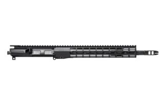 DESCRIPTION This Aero Precision M4E1 14.5" 556 Pinned Epsilon 556SL ATLAS R-ONE Complete Upper includes our ATLAS R-ONE Handguard! The R-ONE handguards are designed with size and weight in mind, while still providing plenty of real-estate to accommodate any attachment needs the end user may have. Our proprietary ATLAS attachment system is a durable and dependable mounting platform, maintaining a slim profile while still providing the strength and stability customers have grown to love from Aero Precision handguards. We've taken the pain out of building a legal 14.5" rifle build. These pinned and welded 14.5" complete uppers feature an Epsilon 556SL that is permanently affixed to the muzzle providing an overall legal length of 16". Worried you might want to change your gas block? No worries! The outer diameter of the Epsilon 556SL allows you to easily slide your gas block over the muzzle device making it easy to change or service your gas system. If you've had a 14.5" build planned, but didn't want to deal with the hassle of getting it pinned and welded or being stuck with a specific configuration, then our 14.5 pinned and welded barrels/uppers are for you! Includes: M4E1 Threaded Assembled Upper Receiver 12" ATLAS R-ONE M-LOK Handguard of choice 14.5" 5.56 Mid-Length CMV Barrel Low Profile Gas Block and Mid Length Gas Tube VG6 Epsilon 556SL (pinned and welded) Product comes assembled This complete upper does not include BCG or Charging Handle.  The muzzle brake that comes with this complete upper receiver is pinned to this barrel. Per the National Firearms Act, the muzzle brake MUST be pinned and welded to achieve the necessary 16" as defined by the ATF for a rifle build. M4E1 Threaded Upper Receiver Features: New enhanced forging that gives the upper receiver a "billet look" New picatinny profile that blends seamlessly with our Enhanced Series Handguards M4 Feedramps .250 takedown pin holes Laser engraved T-marks Includes port door and forward assist installed ATLAS R-ONE Handguard Features: Full top picatinny rail for optional attachments Quick disconnect sling socket at the 3, 6 and 9 o'clock positions Compatible with low profile gas blocks 1.3