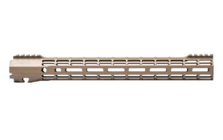 DESCRIPTION The Aero Precision AR15 15" ATLAS S-ONE Handguard FDE Handguard is the newest addition to the Aero Precision Handguard lineup. Machined from 6061-T6 Aluminum, the S-ONE line of handguards are designed with size and weight in mind, providing the perfect handguard for your lightweight build. Our proprietary ATLAS attachment system is a durable and dependable mounting platform, maintaining a slim profile while still providing the strength and stability customers have grown to love from Aero Precision handguards. ATLAS The new Aero Taper Lock Attachment System (ATLAS) is both functional and aesthetically pleasing. It features 2 mirrored tapered locking nuts that provide evenly distributed clamping pressure across a custom engineered barrel nut with use of a turnbuckle screw. A ratcheting detent further secures the design while providing positive registration during installation. By design, the even pressure of the ATLAS system avoids distortion of the handguard often seen with current applications during installation. All hardware mounting parts are included with the purchase of an ATLAS Handguard. Lightweight By Design M-LOK Handguard Weights: 7.3" - 4.86 oz / 9.3" - 5.47 oz / 10.3" - 6.0 oz / 12.7" - 7.00 oz / 15" - 7.95 oz Mounting Hardware Weight: 1.9 oz (same across all S-ONE Handguard options) Features: Front and rear picatinny rail Eliminated center of top rail for weight reduction Indexing grooves in 12:00 position for positive grip control Quick disconnect sling socket at the 3, 6 and 9 o'clock positions Compatible with low profile gas blocks 1.3" Inside diameter 1.5" Outside diameter Compatible with mil-spec AR15 upper receivers and barrels NOT Compatible with M4E1 Enhanced Upper Receivers ATLAS Handguards are designed to match seamlessly with our M4E1 Threaded Upper Receivers. Additionally, they are compatible with any Mil-Spec AR-15 upper receivers as well. However, they may not be compatible with billet upper receivers due to indexing tabs. Save when you buy them as a combo. Please note: The ATLAS Handguards are NOT compatible with our M4E1 Enhanced Upper Receiver. Check out our Uppers and Lowers to make a Builder Set