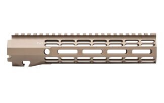 DESCRIPTION The Aero Precision AR15 9.3" ATLAS R-ONE M-LOK Handguard FDE is the newest addition to the Aero Precision Handguard lineup. Machined from 6061-T6 Aluminum, the R-ONE line of handguards are designed with size and weight in mind, providing the perfect handguard for your lightweight build. Our proprietary ATLAS attachment system is a durable and dependable mounting platform, maintaining a slim profile while still providing the strength and stability customers have grown to love from Aero Precision handguards. Available in M-LOK® profiles with 4.8", 7.25", 9.19", 10.3", 12.56" and 14.94" options. Magpul FDE CERAKOTE ATLAS The new Aero Taper Lock Attachment System (ATLAS) is both functional and aesthetically pleasing. It features 2 mirrored tapered locking nuts that provide evenly distributed clamping pressure across a custom engineered barrel nut with use of a turnbuckle screw. A ratcheting detent further secures the design while providing positive registration during installation. By design, the even pressure of the ATLAS system avoids distortion of the handguard often seen with current applications during installation. All hardware mounting parts are included with the purchase of an ATLAS Handguard. Lightweight By Design M-LOK Handguard Weights: 4.8" - 3.9 oz / 7.25" - 5.22 oz / 9.19" - 6.03 oz / 10.3" - 6.7 oz / 12.56" - 8 oz / 14.94" - 9.07 oz Mounting Hardware Weight: 1.9 oz (same across all ATLAS Handguard options) Features: Full top picatinny rail for optional attachments Quick disconnect sling socket at the 3, 6 and 9 o'clock positions Compatible with low profile gas blocks 1.3" Inside diameter 1.5" Outside diameter Compatible with mil-spec AR15 upper receivers and barrels NOT Compatible with M4E1 Enhanced Upper Receivers Check out our upper and lowers also available in a builder set ATLAS Handguards are designed to match seamlessly with our M4E1 Threaded Upper Receivers. Additionally, they are compatible with any Mil-Spec AR-15 upper receivers as well. However, they may not be compatible with billet upper receivers due to indexing tabs. Save when you buy them as a combo. Please note: The ATLAS Handguards are NOT compatible with our M4E1 Enhanced Upper Receiver.