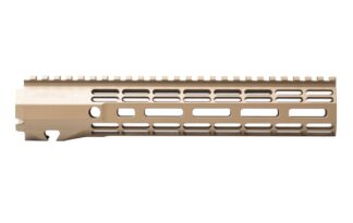 DESCRIPTION The Aero Precision AR15 10.3" ATLAS R-ONE M-LOK Handguard FDE is the newest addition to the Aero Precision Handguard lineup. Machined from 6061-T6 Aluminum, the R-ONE line of handguards are designed with size and weight in mind, providing the perfect handguard for your lightweight build. Our proprietary ATLAS attachment system is a durable and dependable mounting platform, maintaining a slim profile while still providing the strength and stability customers have grown to love from Aero Precision handguards. Available in M-LOK® profiles with 4.8", 7.25", 9.19", 10.3", 12.56" and 14.94" options. Magpul FDE CERAKOTE ATLAS The new Aero Taper Lock Attachment System (ATLAS) is both functional and aesthetically pleasing. It features 2 mirrored tapered locking nuts that provide evenly distributed clamping pressure across a custom engineered barrel nut with use of a turnbuckle screw. A ratcheting detent further secures the design while providing positive registration during installation. By design, the even pressure of the ATLAS system avoids distortion of the handguard often seen with current applications during installation. All hardware mounting parts are included with the purchase of an ATLAS Handguard. Lightweight By Design M-LOK Handguard Weights: 4.8" - 3.9 oz / 7.25" - 5.22 oz / 9.19" - 6.03 oz / 10.3" - 6.7 oz / 12.56" - 8 oz / 14.94" - 9.07 oz Mounting Hardware Weight: 1.9 oz (same across all ATLAS Handguard options) Features: Full top picatinny rail for optional attachments Quick disconnect sling socket at the 3, 6 and 9 o'clock positions Compatible with low profile gas blocks 1.3" Inside diameter 1.5" Outside diameter Compatible with mil-spec AR15 upper receivers and barrels NOT Compatible with M4E1 Enhanced Upper Receivers Check out our upper and lowers also available in a builder set ATLAS Handguards are designed to match seamlessly with our M4E1 Threaded Upper Receivers. Additionally, they are compatible with any Mil-Spec AR-15 upper receivers as well. However, they may not be compatible with billet upper receivers due to indexing tabs. Save when you buy them as a combo. Please note: The ATLAS Handguards are NOT compatible with our M4E1 Enhanced Upper Receiver.
