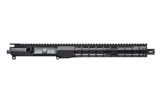 DESCRIPTION This Aero Precision M4E1 12.5" 5.56 R-ONE Complete Upper includes our ATLAS R-ONE Handguard! The R-ONE handguards are designed with size and weight in mind, while still providing plenty of real-estate to accommodate any attachment needs the end user may have. Our proprietary ATLAS attachment system is a durable and dependable mounting platform, maintaining a slim profile while still providing the strength and stability customers have grown to love from Aero Precision handguards. Includes: M4E1 Threaded Assembled Upper Receiver 12" M-LOK ATLAS R-ONE Handguard 12.5" 5.56 Government Profile CMV Barrel, Carbine Length Low Profile Gas Block and Carbine Length Gas Tube AR15 A2 Birdcage Flash Hider Product comes assembled This complete upper does not include BCG or Charging Handle.  M4E1 Threaded Upper Receiver Features: New enhanced forging that gives the upper receiver a "billet look" New picatinny profile that blends seamlessly with our Enhanced Series Handguards M4 Feedramps .250 takedown pin holes Laser engraved T-marks Includes port door and forward assist installed ATLAS R-ONE Handguard Features: Full top picatinny rail for optional attachments Quick disconnect sling socket at the 3, 6 and 9 o'clock positions Compatible with low profile gas blocks 1.3” Inside diameter 1.5” Outside diameter Compatible with mil-spec AR15 upper receivers and barrels Learn More about our NEW ATLAS Handguards 12.5" 5.56 CMV Carbine Length Barrel Features: Chamber: 5.56 Length: 12.5" Twist: 1 in 7 Threading: 1/2"x28 Material: Chrome Moly Vanadium Finish: QPQ corrosion resistant finish both inside and out Gas Block: .750 Gas System Length: Carbine Weight: 22oz M4 Barrel Extension HP and MPI Tested