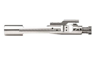 DESCRIPTION Our Aero Precision 5.56 BCG Nickel Boron upgraded nickel boron bolt carrier group is an eye catching addition to your AR build. Mil-spec dimensions and coating ensure the highest quality and correct component interface. Features: Machined from 8620 Tool Steel (Carrier) and 9310 Steel (Bolt) Carrier has forward assist serrations Shrouded firing pin Nickel Boron Coating inside and out (Bolt, Carrier, and Gas Key) Forged Mil-Spec gas key attached with Grade 8 hardware and Properly staked. 5.56 Bolt is shot Peened and MPI Mil-Spec Extractor Spring, black extractor insert, Viton O-Ring Tool Steel Extractor High quality BCG Check out our other BCGs and Add a Charging Handle