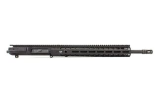 DESCRIPTION This Aero Precision M5E1 Enhanced 20" .308 16.6" Handguard Complete Upper includes our Gen 2 Enhanced Handguard! Key features include the addition of quick disconnect sling sockets, enhanced milling design for grip and visual appeal and a new profile for the picatinny top rail. Includes: M5E1 Assembled Upper Receiver Gen 2 16.6" Enhanced Handguard  20" .308 CMV Barrel Low Profile Gas Block and Rifle Length Gas Tube Product comes assembled This complete upper does not include a BCG or Charging Handle.  M5E1 Upper Features: Forged from 7075 T6 aluminum Precision machined to our specs M4 feedramps Laser engraved T-marks (Anodized only) .2795” takedown pin holes Accepts standard AR .308 components Comes with forward assist and port door installed Handguard mounting platform is forged into the receiver Gen 2 Enhanced Handguard Features: 1pc free float design Built in anti-rotation tabs Scalloped rails Continuous top rail 1.78" inside diameter fits most muzzle devices and 1.5" suppressors Compatible with low profile gas blocks Gen 2 Feature - Quick disconnect sling socket at the 3, 6 and 9 o'clock positions Gen 2 Feature - Additional milling along flats to aid with gripping and add visual appeal Gen 2 Feature - New profile for the continuous picatinny top rail Check out our BCGs and Charging handles 20" .308 CMV Barrel Features: Twist: 1 in 10 Threading: 5/8 x 24 Material: 4150 Chrome Moly Vanadium Steel Finish: QPQ corrosion resistant finish both inside and out Gas Block Journal: .750 Gast Port: .087 Gas System Length: Rifle Weight: 59.68oz DPMS Barrel Extension HP and MPI Tested